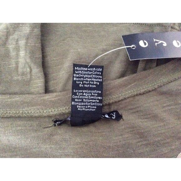 Eye Candy Women’s Size Medium Olive Green Cap Sequined Sleeve Top Scoop Neck Pep - Picture 6 of 7